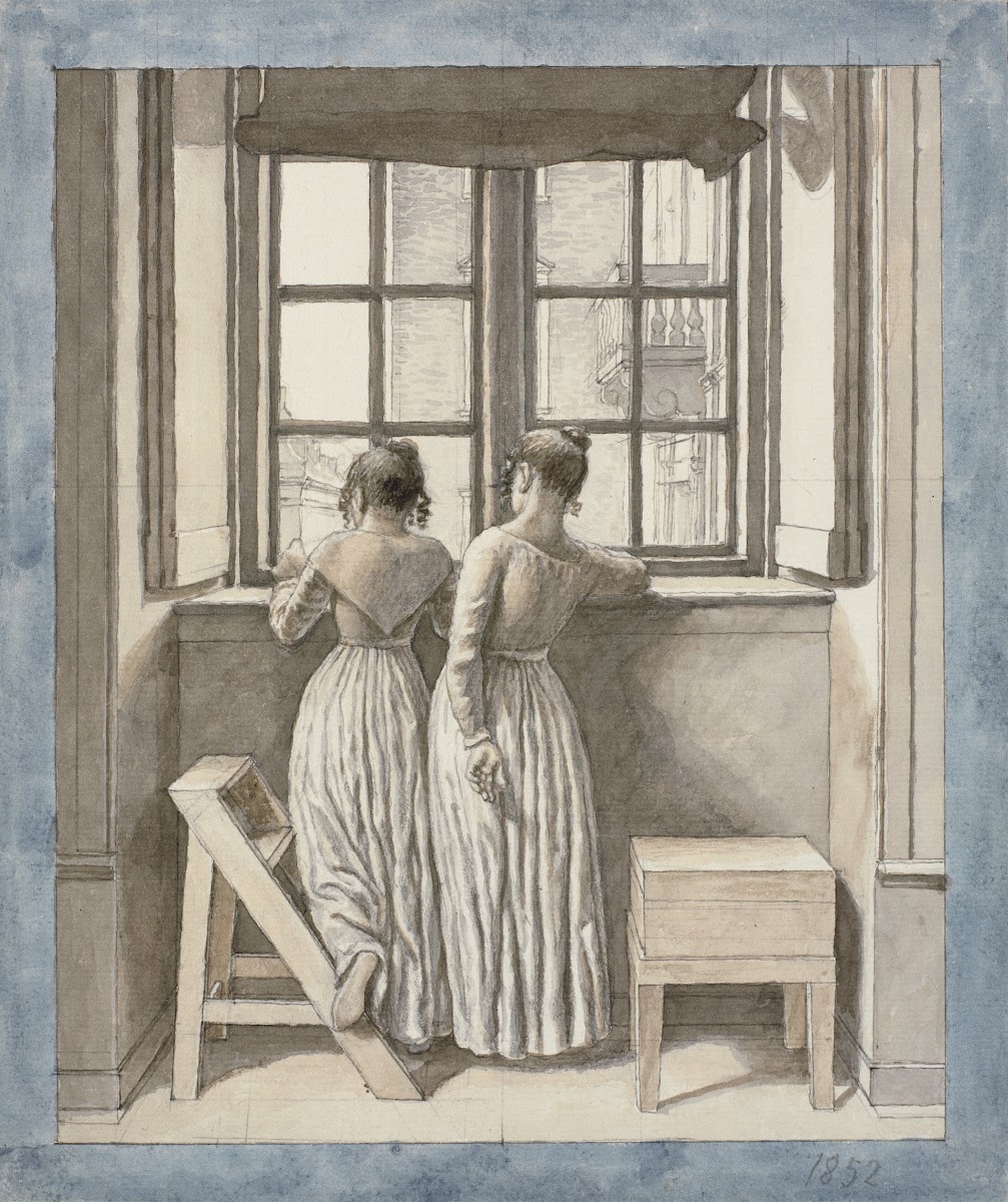 Ved et vindue i kunstnerens atelier 1852