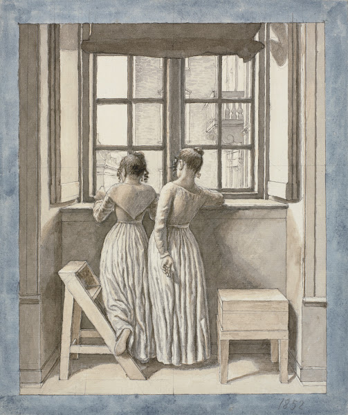 Ved et vindue i kunstnerens atelier 1852