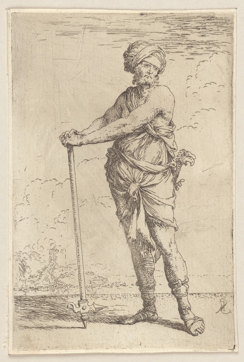 Soldier Standing Holding a Pike with Both Hands 1656   1657