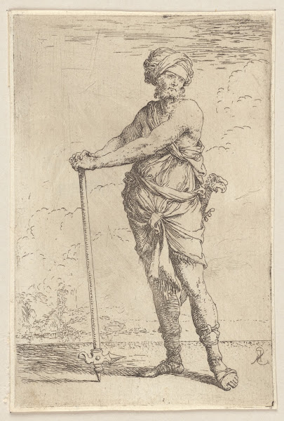 Soldier Standing Holding a Pike with Both Hands 1656   1657