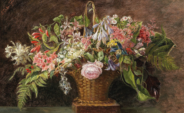 A Basket with Alpine Flowers