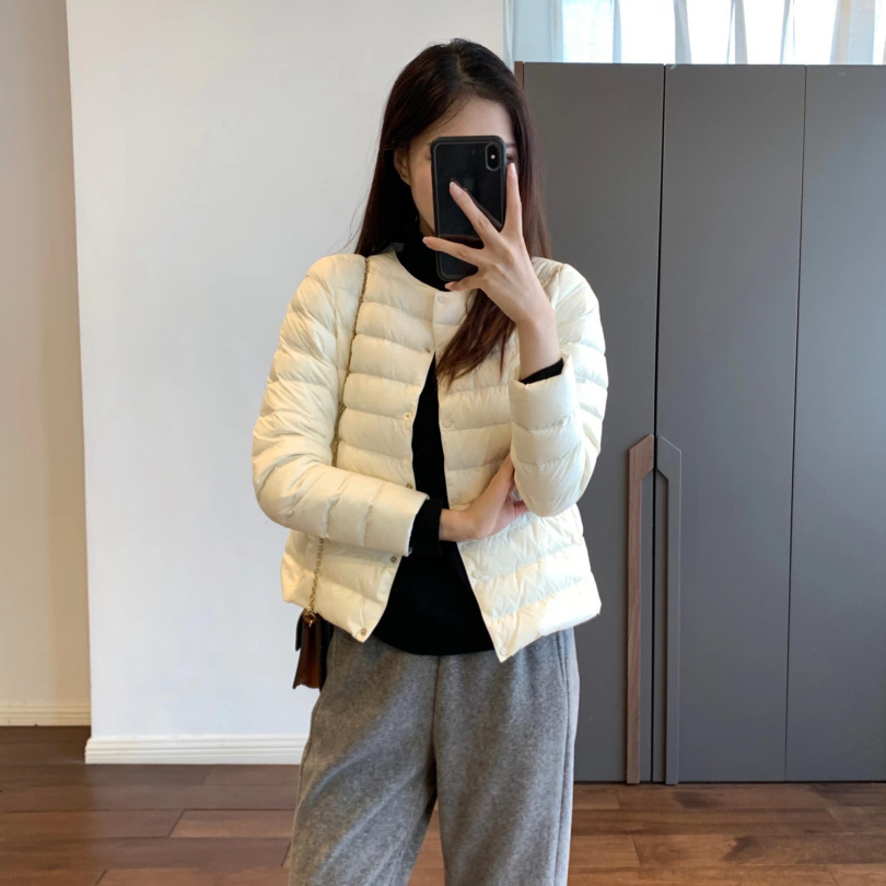 Lightweight Women's Down Jacket, Short, with Goose Feathers
