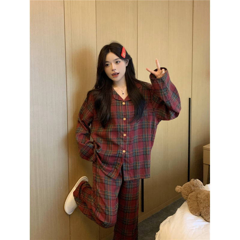 Couple's loungewear set, padded, checkered, fall and winter