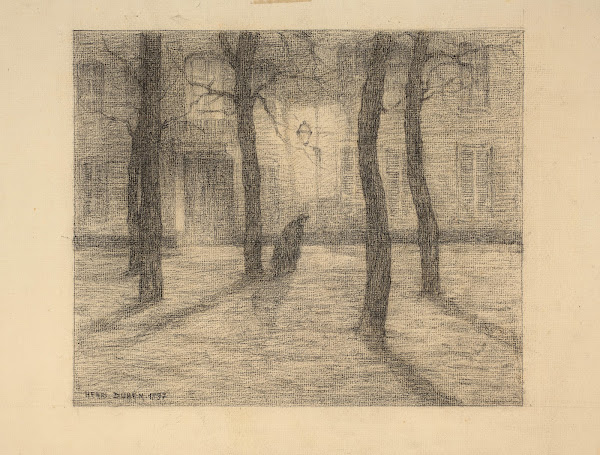 Silhouette marchant dans la rue la nuit 1897
