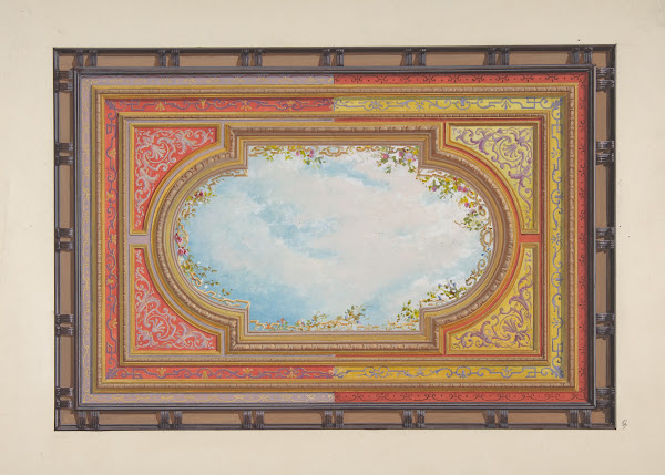Design for a ceiling painted with trompe loeil clouds 183097