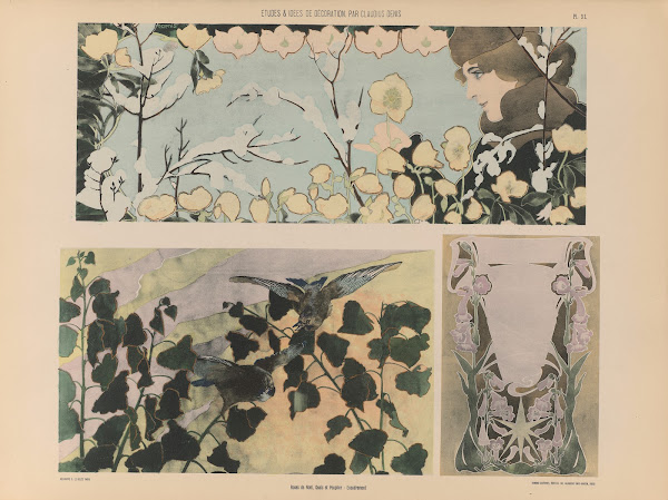 Roses de Noël Geais et Peuplier  Encadrement 1920