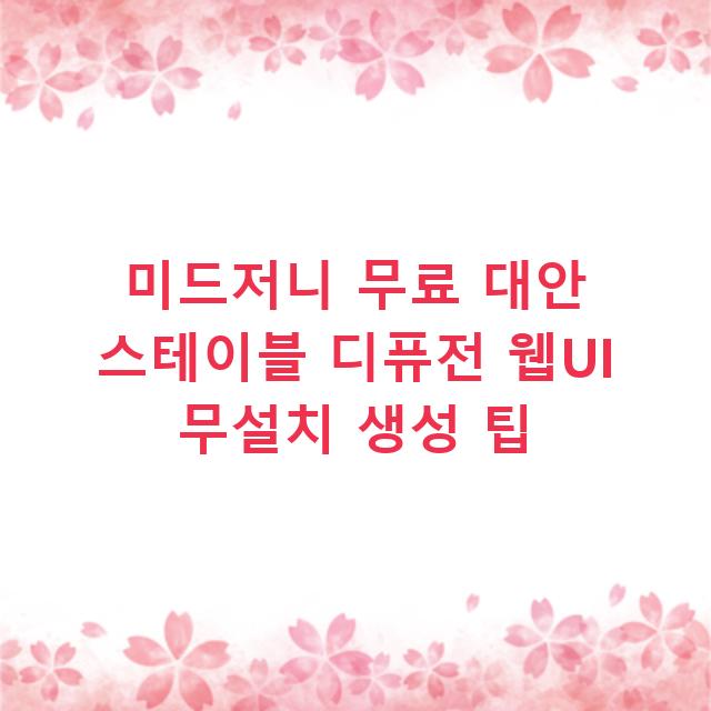 미드저니 무료 대안 스테이블 디퓨전 웹UI 무설치 생성 팁