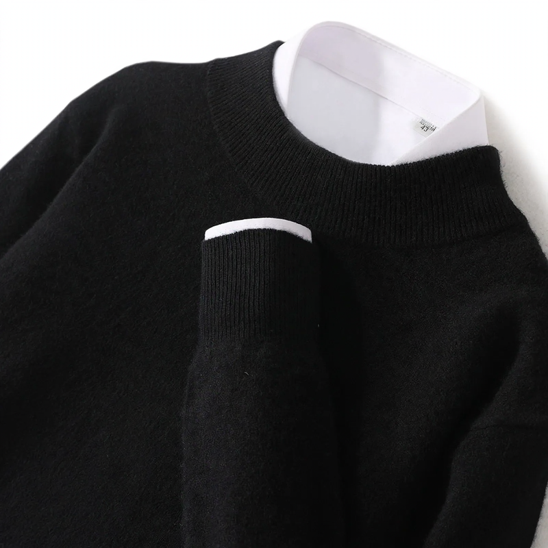Men's Wool Sweater, Stand-up Collar, 100% Wool, Plus Sizes