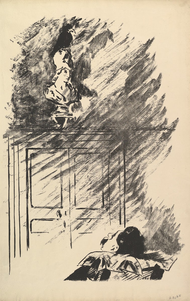 Perched upon a Bust of Pallas Illustration to The Raven by Edgar Allan Poe 1875