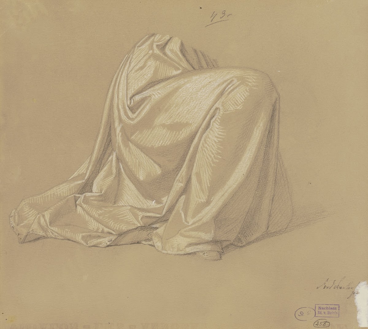 Kneeling garbed figure ca 1873