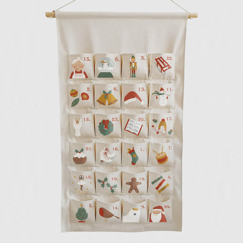 Personalisierbarer Adventskalender aus Stoff, 24 Taschen
