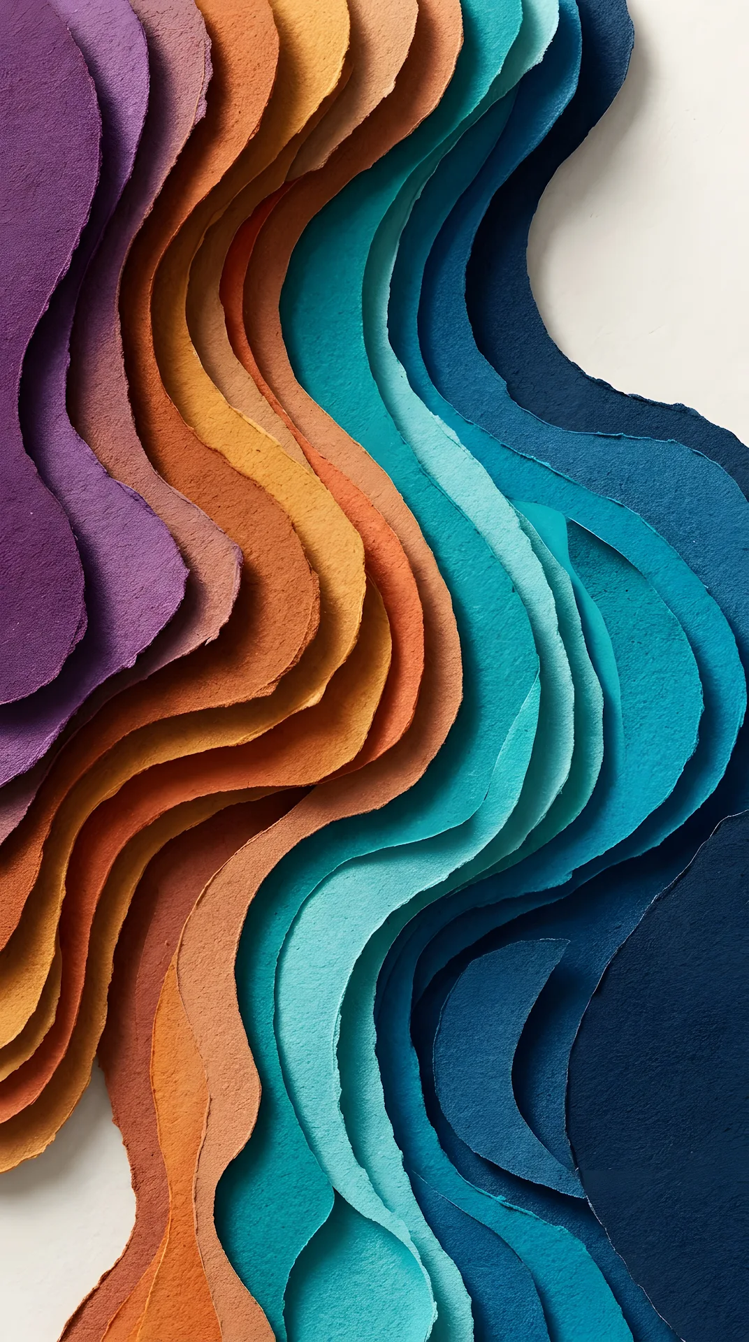 Textured Abstract Paper-Cut Style Layers in Warm and Cool Color Transition - Free 4K mobile Wallpaper