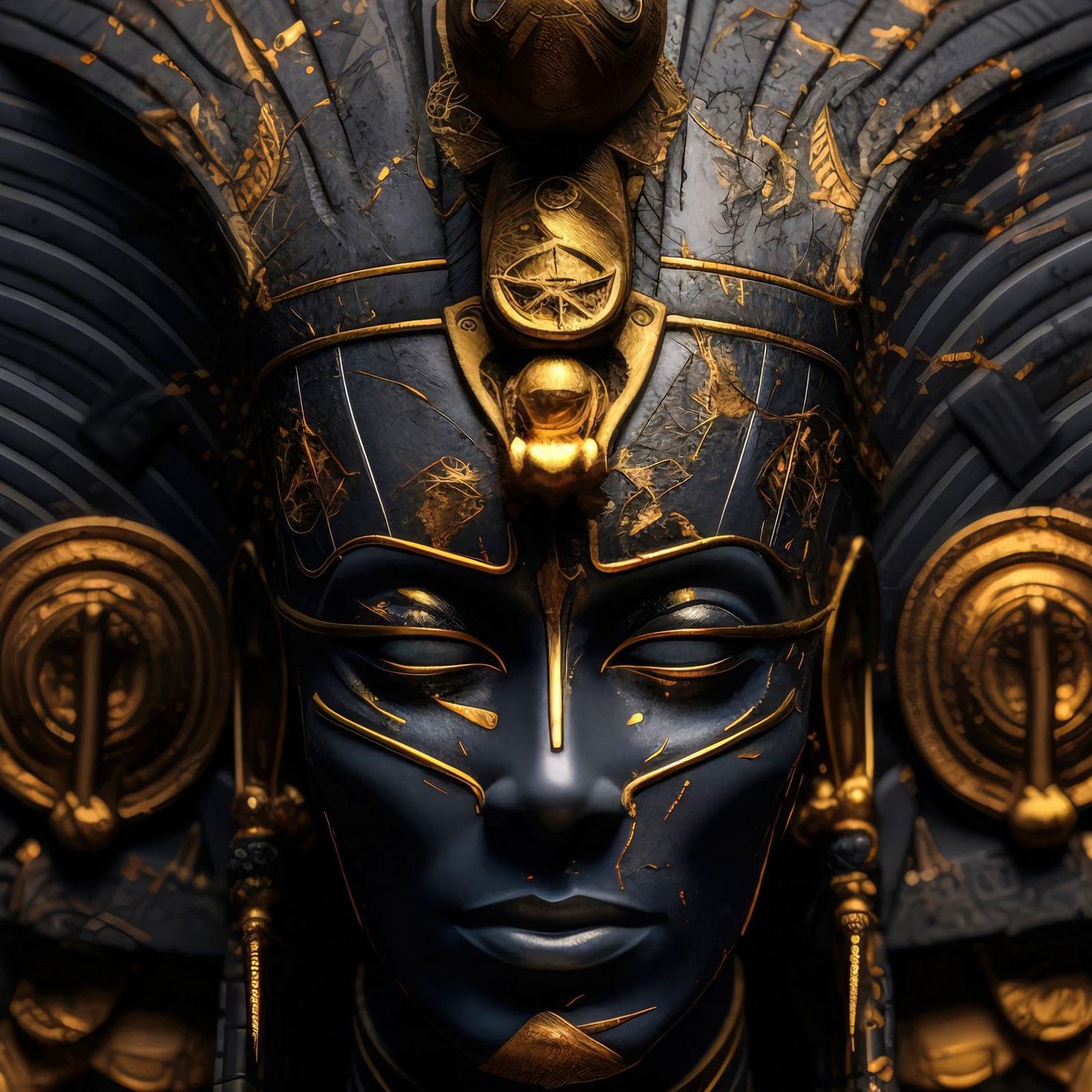 Download Black And Gold Egyptian Deity 2K iPhone