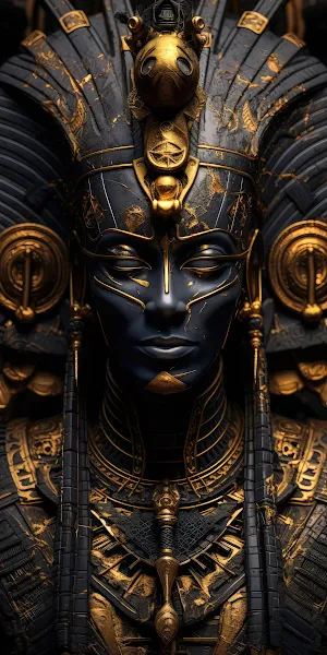 Black And Gold Egyptian Deity 2K iPhone Wallpaper Background