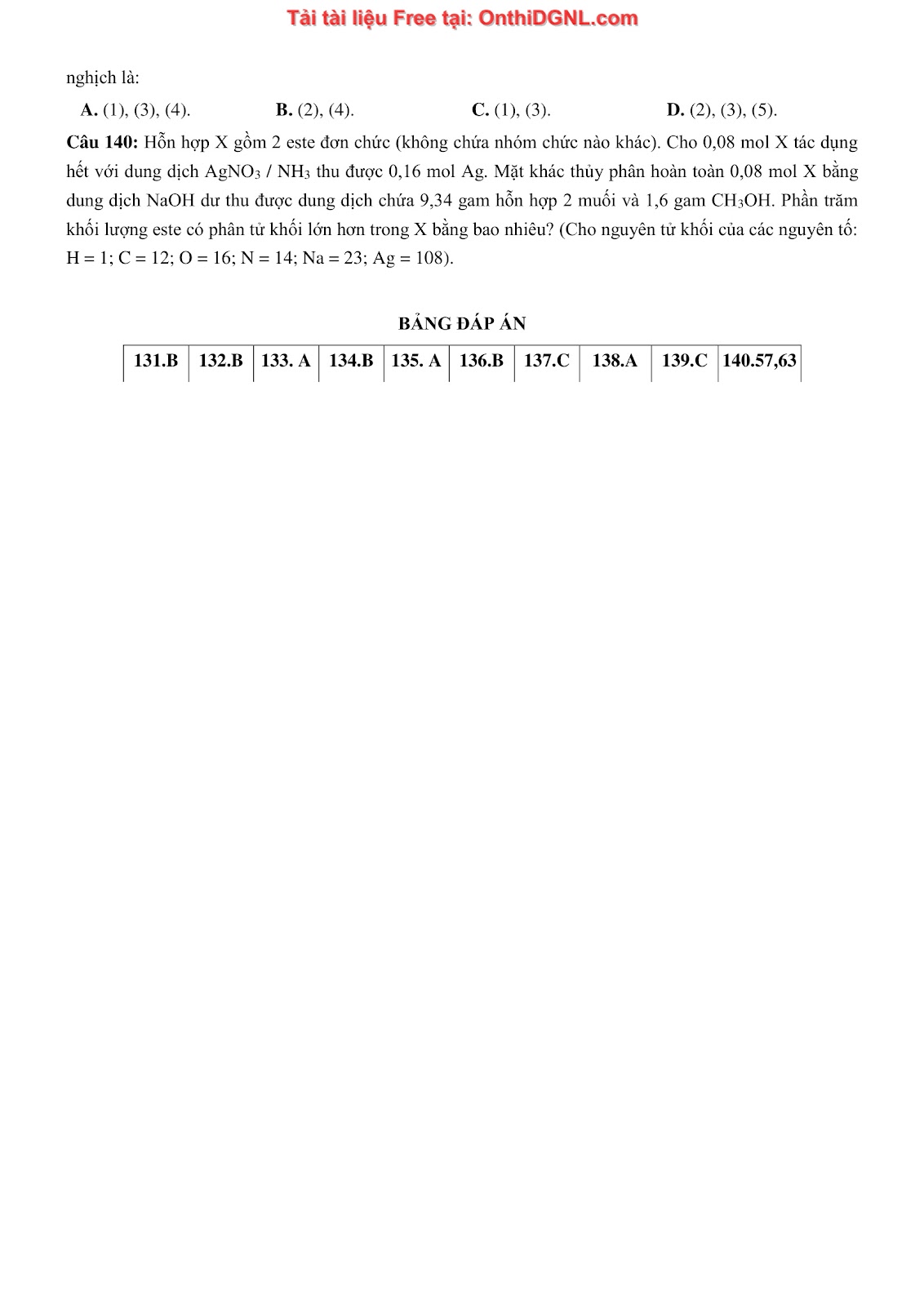 260 bài tập môn Hóa học - Ôn thi ĐGNL ĐHQG Hà Nội Phần 19