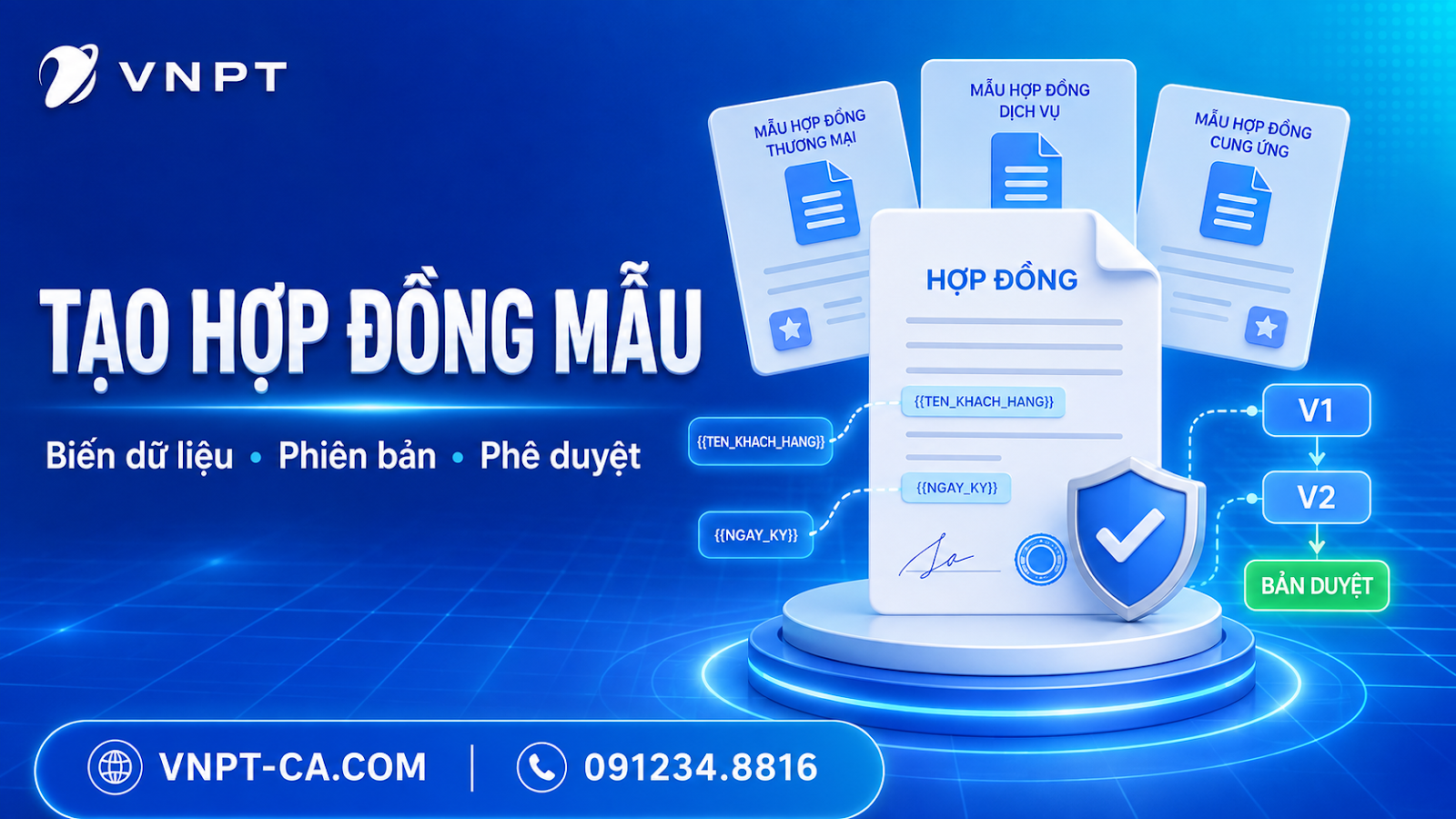 Tạo bộ hợp đồng mẫu cấu hình biến dữ liệu và kiểm soát phiên bản trên VNPT eContract