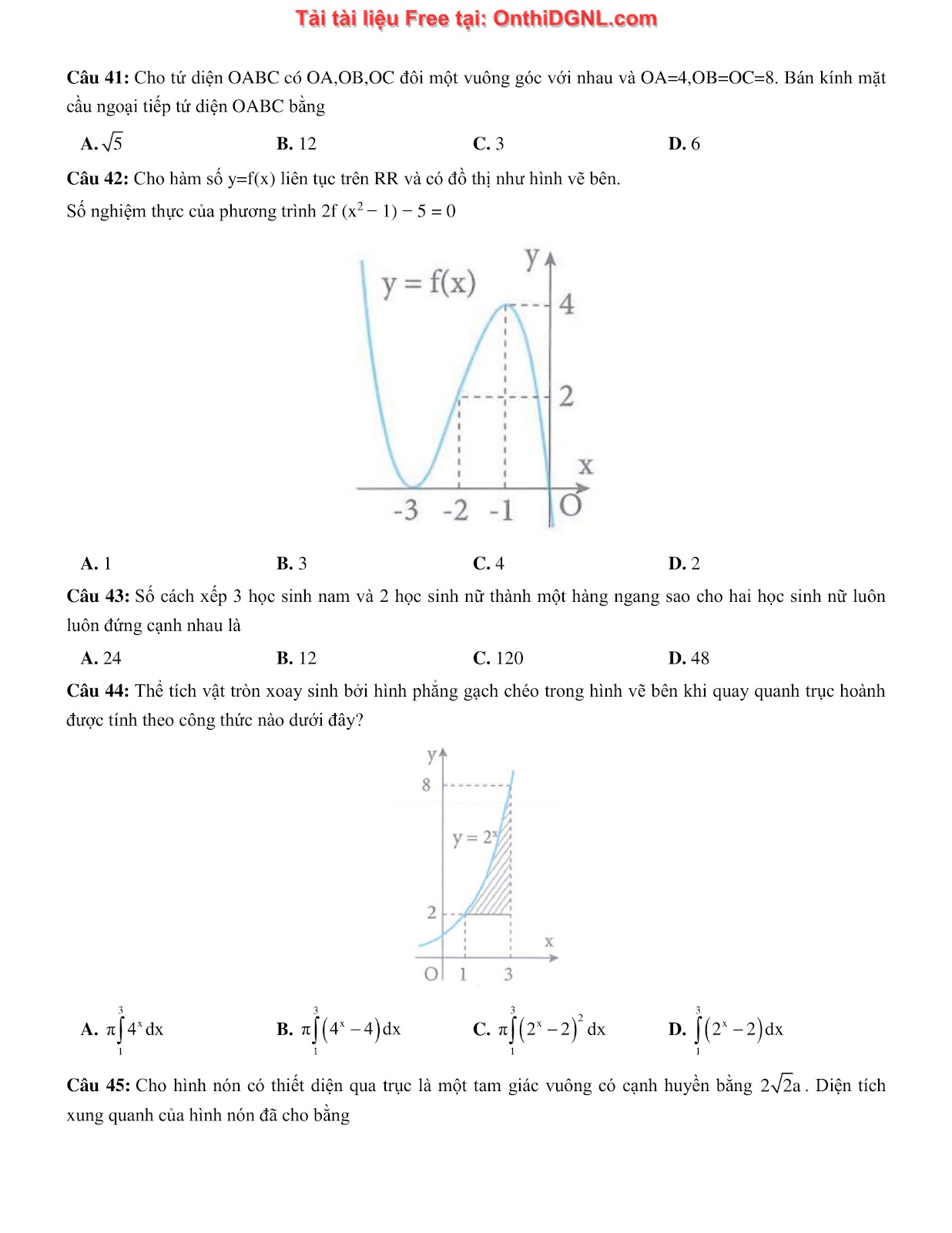 475 bài tập môn Toán - Ôn thi ĐGTD ĐH Bách Khoa Hà Nội Phần 16