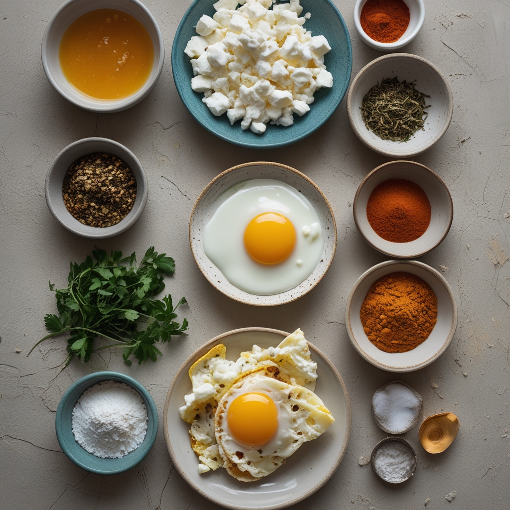 Ingredients for Crispy Feta Fried Eggs Recipe for a Quick Breakfast – Easy & Delicious Morning Meal