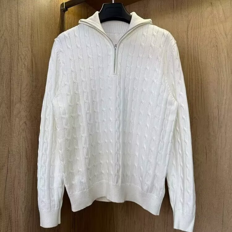 Modern Men's Knitted Sweater with Zipper