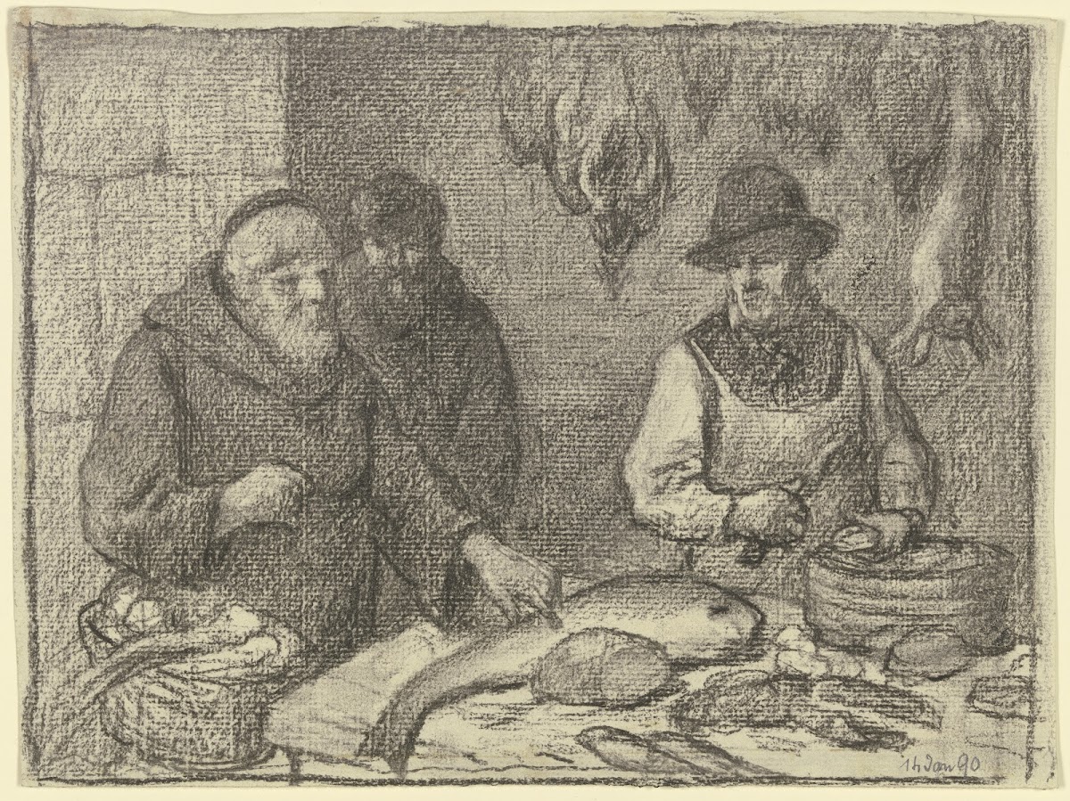 Monk with a fishmonger 1890