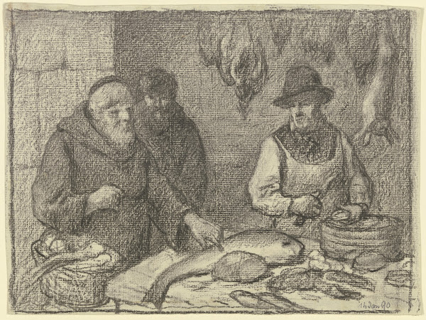 Monk with a fishmonger 1890