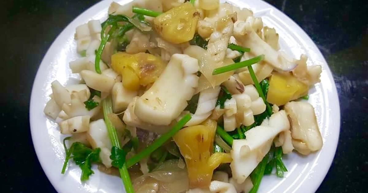 Mực xào dứa