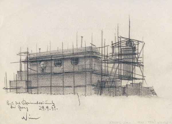 Bau des Krematoriums bei Graz 1931