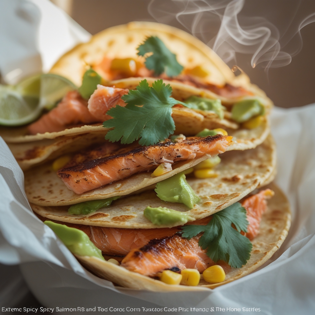 Crispy Spicy Salmon & Corn Protein Tacos with Avocado-Jalapeño Crema