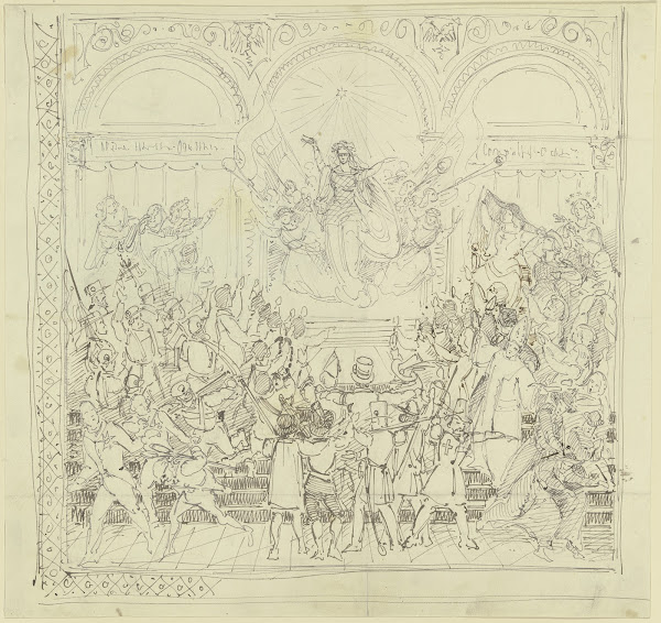 Germania bringt dem deutschen Volk die Freiheit Entwurf zu einem Transparent für