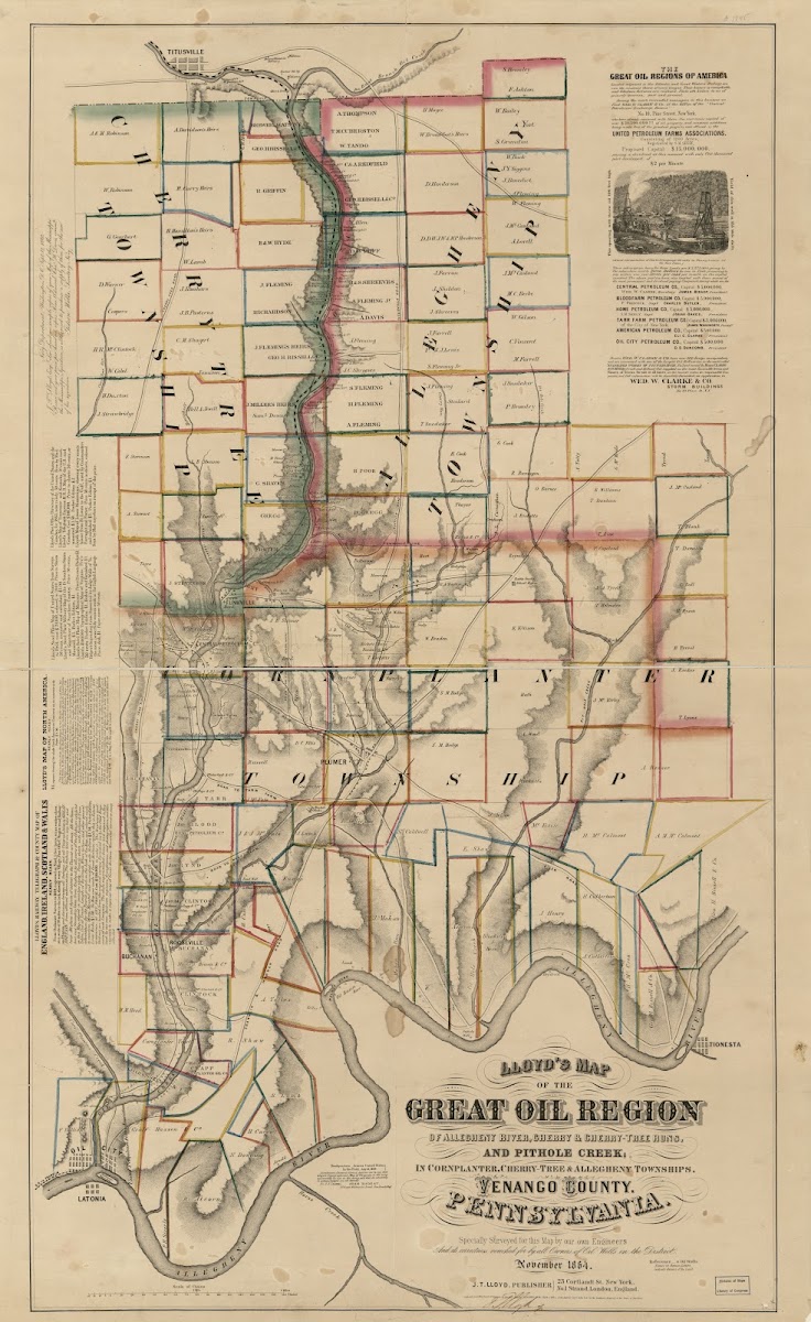 Lloyds map of the Great Oil Region of Allegheny River Cherry  Cherry Tree runs a