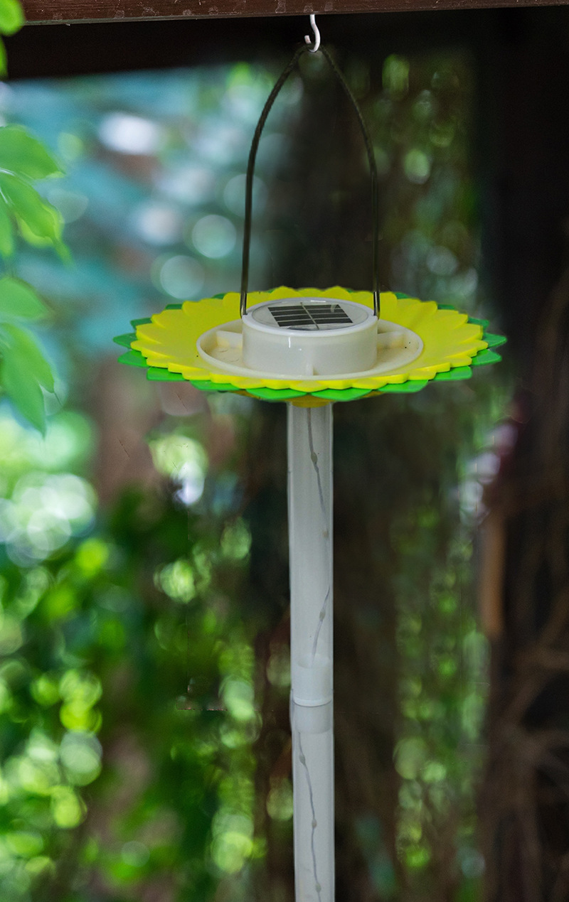 Solar-powered Birdbath with LED Garden Light
