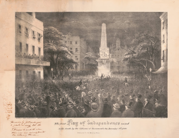 The first flag of independence raised in the South by the citizens of Savannah G