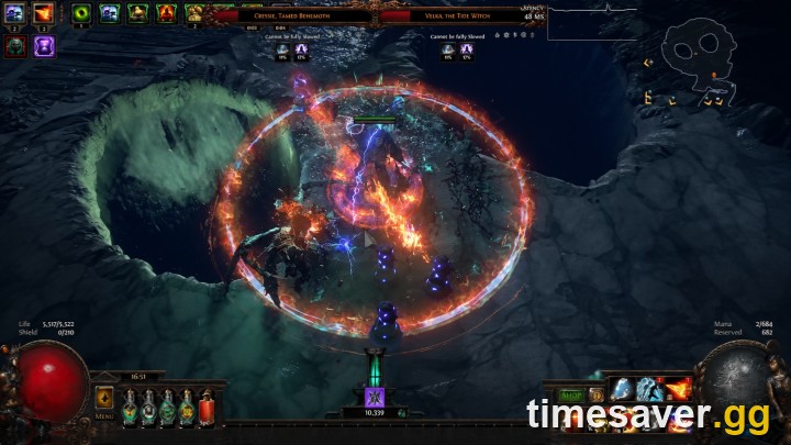 An Allflame Lantern oxygen ring glowing on the seafloor during combat in Path of Exile 3.29 Curse of the Allflame