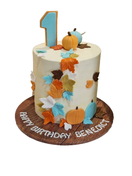 Fall Themed Buttercream 1st Birthday Cake CB-NC657