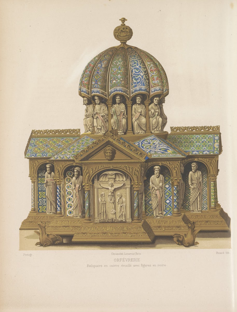 Reliquaire en cuivre émaillé avec figures en ivoire 1859 1864