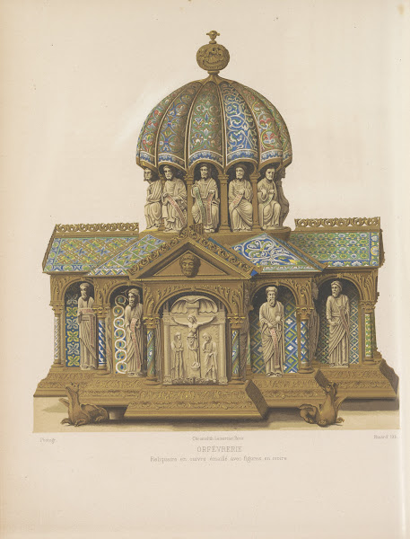 Reliquaire en cuivre émaillé avec figures en ivoire 1859 1864