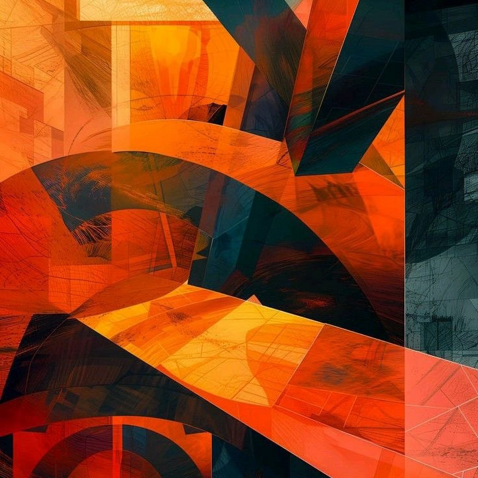 Download Abstract Orange And Teal Geometry iPhone