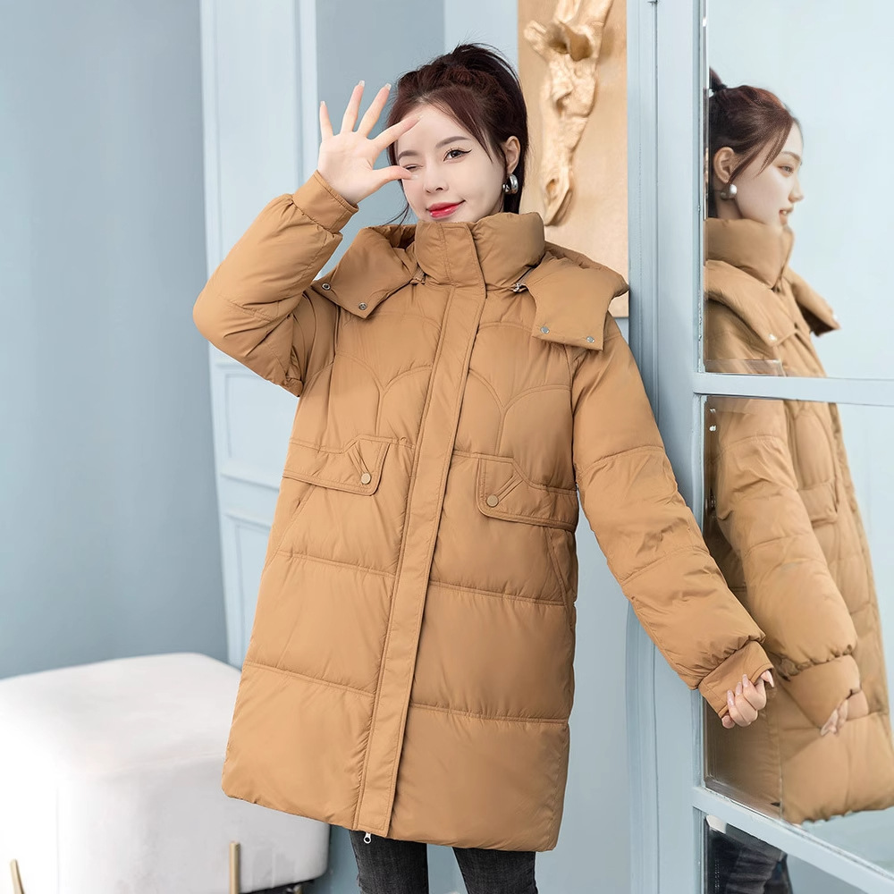 Long women's padded jacket, quilted, loose fit