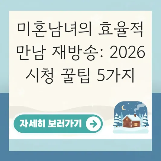 미혼남녀의 효율적 만남 재방송 시간