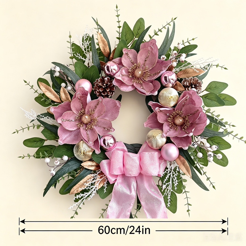 Christmas wreath in pink, 60 cm
