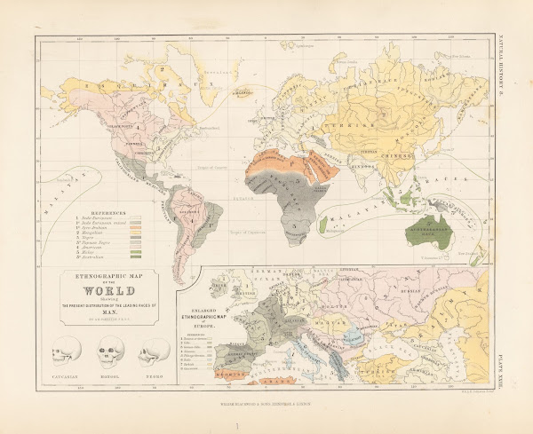 Ethnographic map of the world showing the present distribution of the leading ra