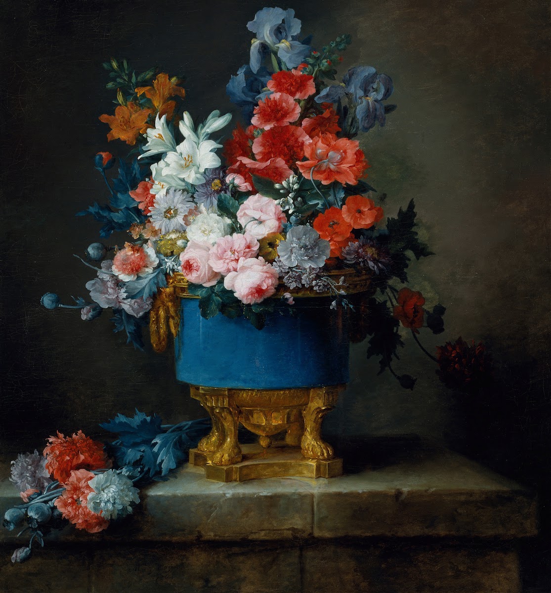 Bouquet of Flowers in a Blue Porcelain Vase 1776