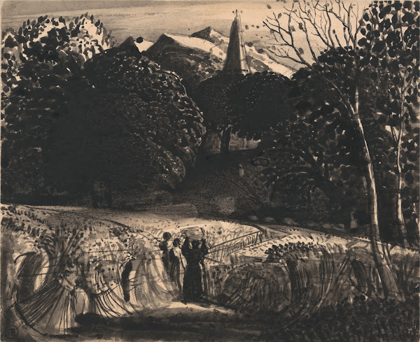 Cornfield and Church by Moonlight early 1830s