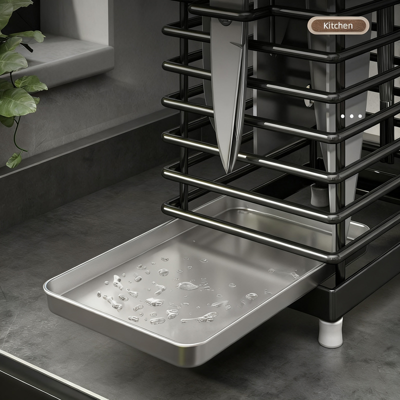 Stainless steel knife block and cutlery holder