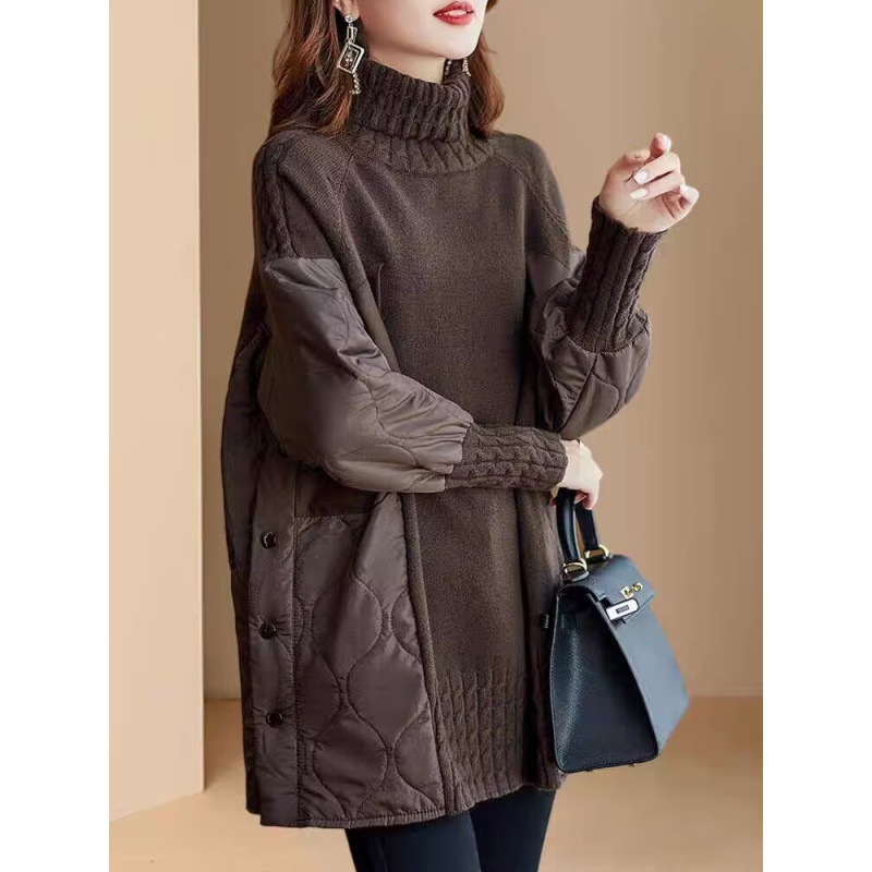Women’s Sweater, Stand-Up Collar, Fake Two-Piece Look, Winter