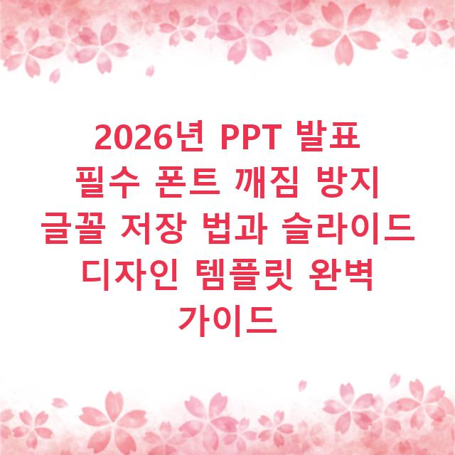 2026년 PPT 발표 필수 폰트 깨짐 방지 글꼴 저장 법과 슬라이드 디자인 템플릿 완벽 가이드