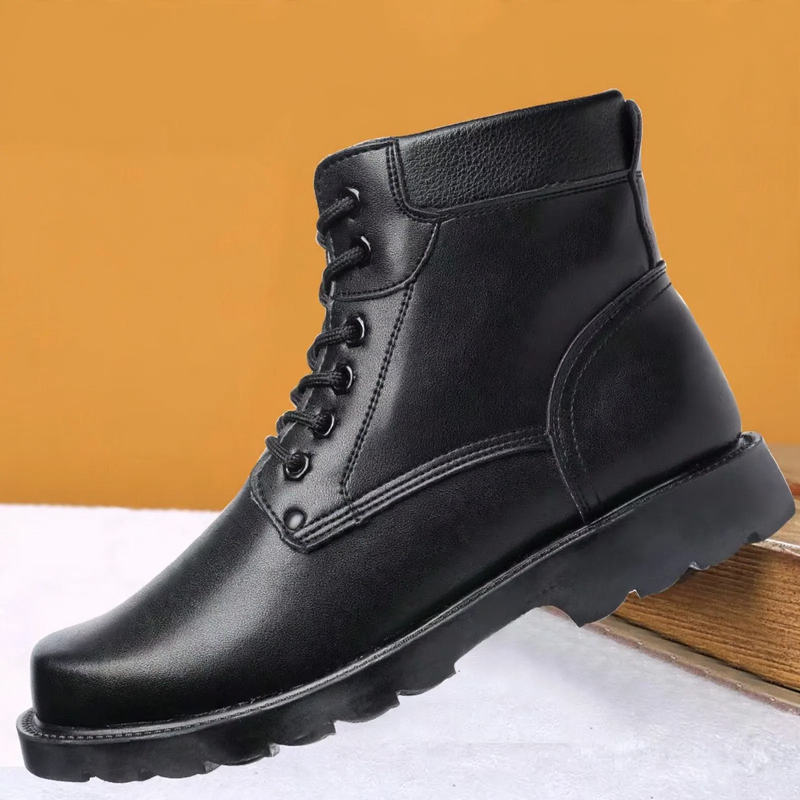 Warm men's winter boots with shearling