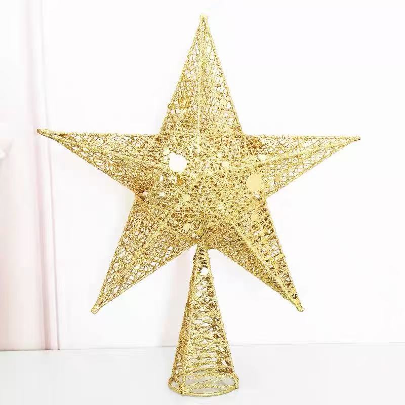 Christmas tree star made of metal, with glitter