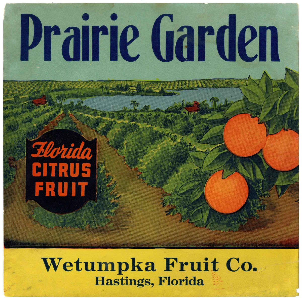 Prairie Garden Citrus Label 1930 1950