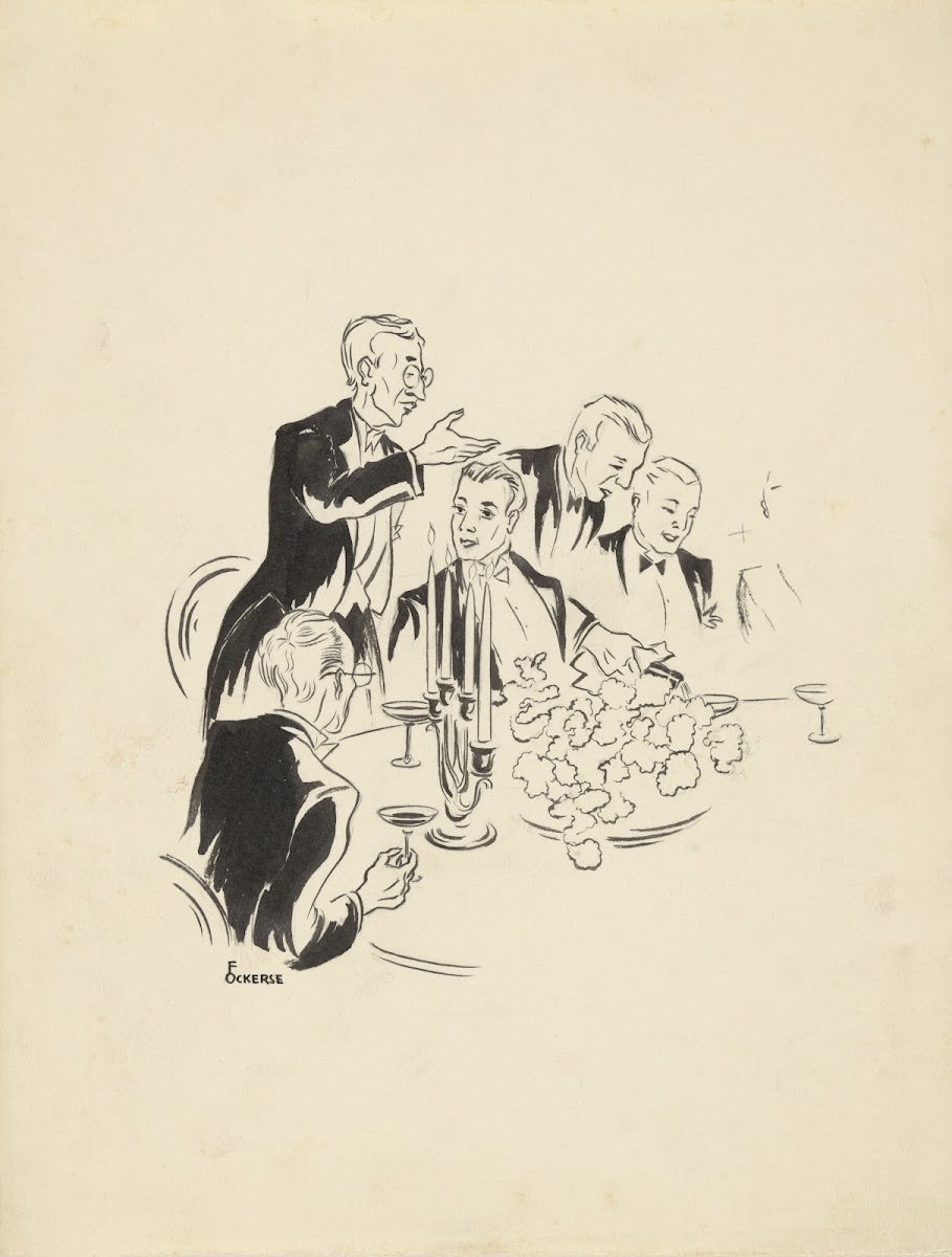 Man geeft een speech bij een diner 1934